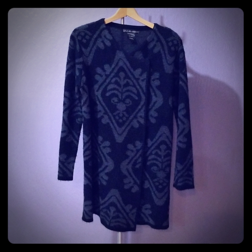 Black and Grey long sweater cardigan. Size Large